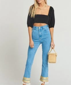 Show Me Your Mumu Cristina Crop Top ~ Black Linen Clothes