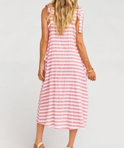 Show Me Your Mumu Dresses Lucas Midi Dress ~ Dock Stripe Red