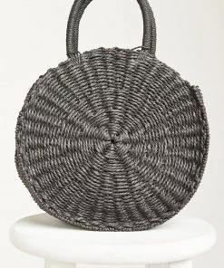 Show Me Your Mumu Sunburst Circle Straw Bag ~ Black Accessories