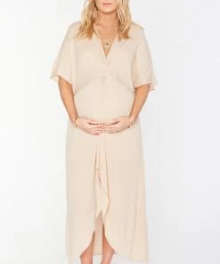 Show Me Your Mumu New Mu Get Twisted Maxi Dress ~ Stone