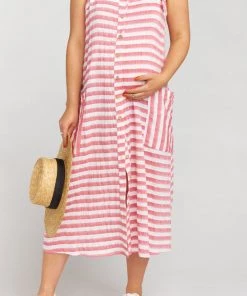 Show Me Your Mumu Dresses Lucas Midi Dress ~ Dock Stripe Red