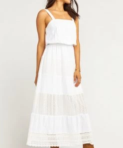 Show Me Your Mumu Laurie Maxi Dress ~ White Copa Jacquard Stripe Maternity