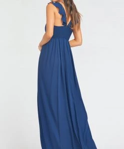 Show Me Your Mumu Maternity June Maxi Dress ~ Rich Navy Crisp