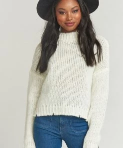 Show Me Your Mumu Cody Crop Sweater ~ Distressed Cream Knit Sweaters