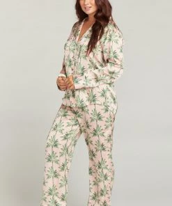 Show Me Your Mumu Paige PJ Set With Eye Mask ~ Walk The Palm Pink