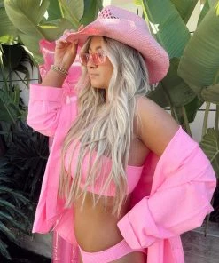 Show Me Your Mumu New Mu Johns Button Down Shirt ~ Electric Pink