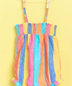Show Me Your Mumu Alice Onesie ~ Rainbow Stripe Linen Kids