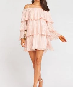 Show Me Your Mumu Dresses Chicka Chicka Dress ~ Flutter Stripe Chiffon Blush
