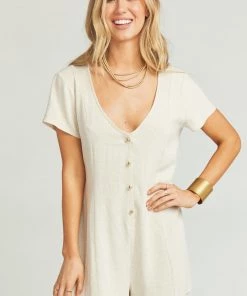 Show Me Your Mumu Glenn Romper ~ Cream Linen Rompers