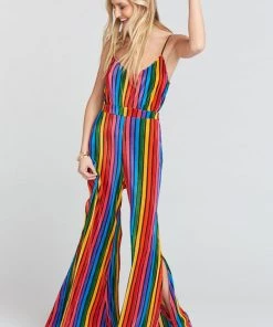 Show Me Your Mumu Bottoms Campbell High Slit Pants ~ Rainbow Parade Pleat