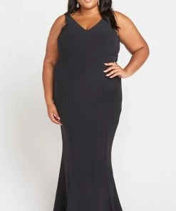 Show Me Your Mumu Wedding Guest Dresses Morgan Gown ~ Black Stretch Crepe