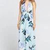 Show Me Your Mumu Wedding Guest Dresses Luna Halter Dress ~ Mint To Be Floral