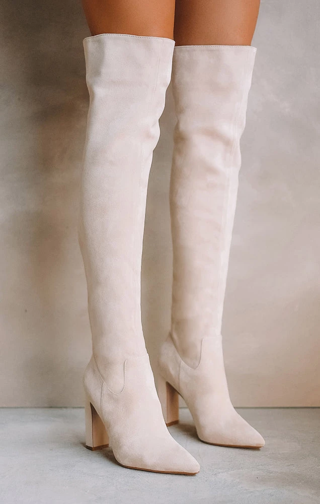 Show Me Your Mumu Billini Aaliyah Thigh High Boots ~ Cream Suede 7 Show Me Your Mumu Billini Aaliyah Thigh High Boots ~ Cream Suede