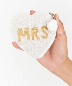 Show Me Your Mumu New Mu MRS Coin Purse ~ White & Gold Beaded