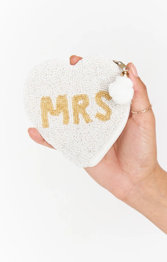 Show Me Your Mumu New Mu MRS Coin Purse ~ White & Gold Beaded 3 Show Me Your Mumu New Mu MRS Coin Purse ~ White & Gold Beaded