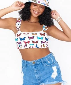 Show Me Your Mumu Butterfly Kisses Bucket Hat ~ White Multi New Mu