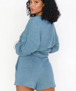 Show Me Your Mumu Gio Shorts ~ Dusty Blue Knit New Mu