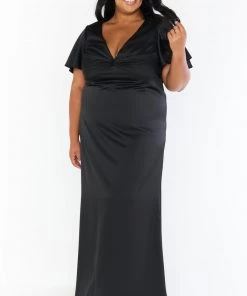 Show Me Your Mumu Dresses Rome Twist Gown ~ Black Luxe Satin 19 Show Me Your Mumu Dresses Rome Twist Gown ~ Black Luxe Satin