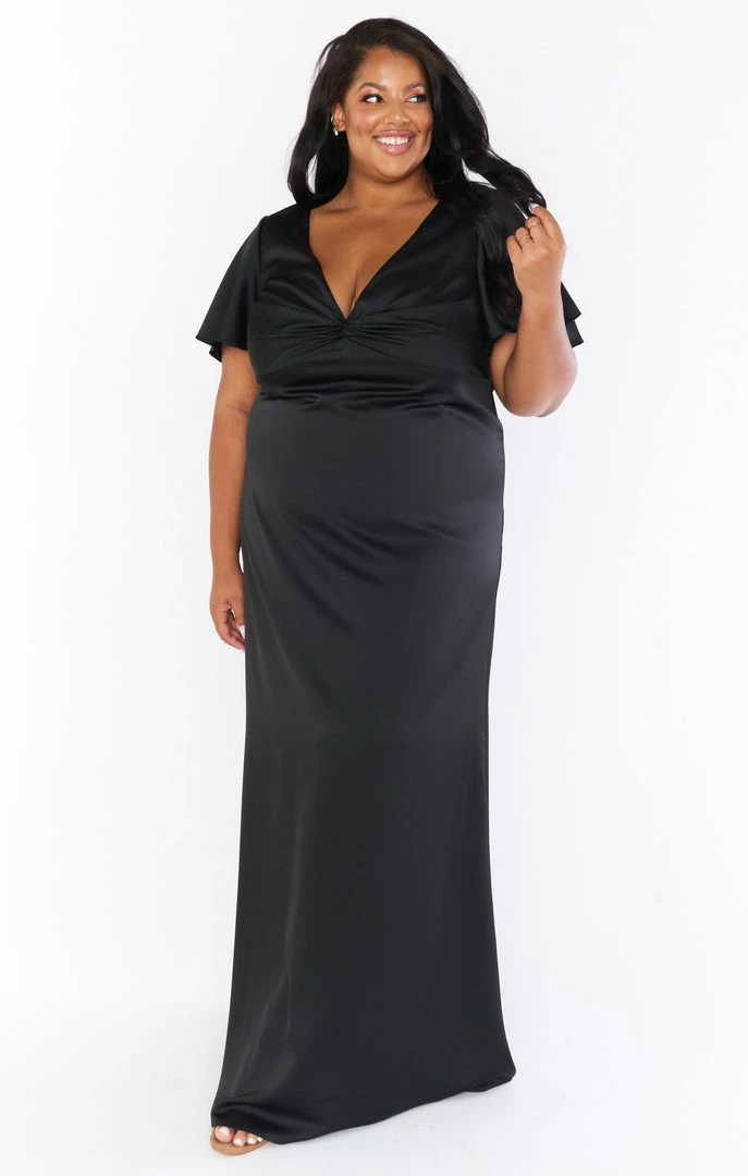 Show Me Your Mumu Dresses Rome Twist Gown ~ Black Luxe Satin 8 Show Me Your Mumu Dresses Rome Twist Gown ~ Black Luxe Satin