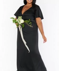 Show Me Your Mumu Dresses Rome Twist Gown ~ Black Luxe Satin 20 Show Me Your Mumu Dresses Rome Twist Gown ~ Black Luxe Satin
