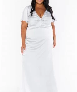 Show Me Your Mumu Rome Twist Gown ~ Silver Luxe Satin Dresses