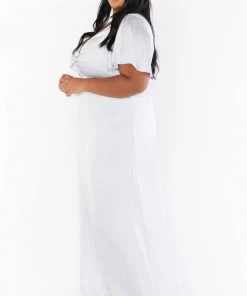 Show Me Your Mumu Rome Twist Gown ~ Silver Luxe Satin Dresses