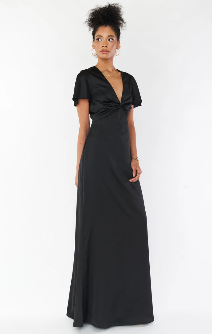 Show Me Your Mumu Dresses Rome Twist Gown ~ Black Luxe Satin 4 Show Me Your Mumu Dresses Rome Twist Gown ~ Black Luxe Satin