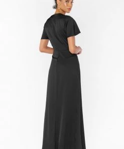 Show Me Your Mumu Dresses Rome Twist Gown ~ Black Luxe Satin 16 Show Me Your Mumu Dresses Rome Twist Gown ~ Black Luxe Satin