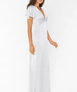 Show Me Your Mumu Rome Twist Gown ~ Silver Luxe Satin Dresses