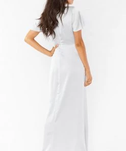 Show Me Your Mumu Rome Twist Gown ~ Silver Luxe Satin Dresses