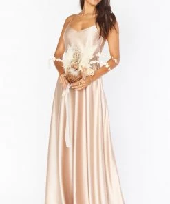 Show Me Your Mumu Faith Maxi Dress ~ Champagne Luxe Satin