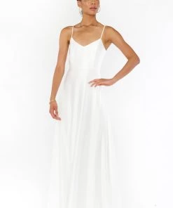 Show Me Your Mumu Faith Maxi Dress ~ Ivory Luxe Satin Bridesmaids Dresses