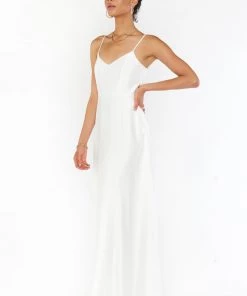 Show Me Your Mumu Faith Maxi Dress ~ Ivory Luxe Satin Bridesmaids Dresses