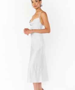 Show Me Your Mumu Dresses Verona Cowl Dress ~ Silver Luxe Satin