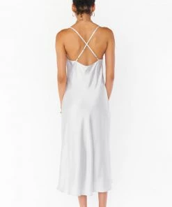 Show Me Your Mumu Dresses Verona Cowl Dress ~ Silver Luxe Satin