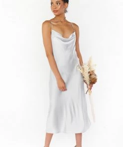 Show Me Your Mumu Dresses Verona Cowl Dress ~ Silver Luxe Satin