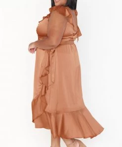 Show Me Your Mumu Samantha Ruffle Wrap Dress ~ Copper Luxe Satin 17 Show Me Your Mumu Samantha Ruffle Wrap Dress ~ Copper Luxe Satin