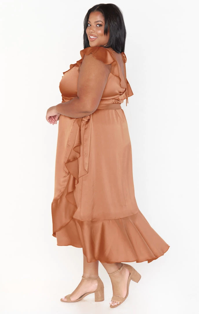 Show Me Your Mumu Samantha Ruffle Wrap Dress ~ Copper Luxe Satin 11 Show Me Your Mumu Samantha Ruffle Wrap Dress ~ Copper Luxe Satin