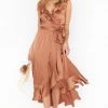 Show Me Your Mumu Samantha Ruffle Wrap Dress ~ Copper Luxe Satin