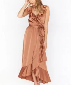 Show Me Your Mumu Samantha Ruffle Wrap Dress ~ Copper Luxe Satin 16 Show Me Your Mumu Samantha Ruffle Wrap Dress ~ Copper Luxe Satin