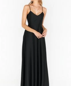 Show Me Your Mumu Faith Maxi Dress ~ Black Luxe Satin