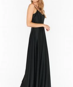 Show Me Your Mumu Faith Maxi Dress ~ Black Luxe Satin