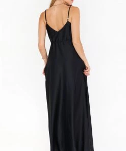 Show Me Your Mumu Faith Maxi Dress ~ Black Luxe Satin