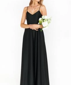 Show Me Your Mumu Faith Maxi Dress ~ Black Luxe Satin