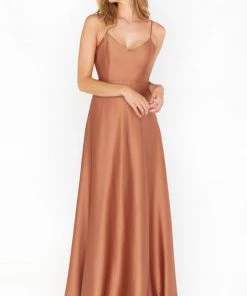 Show Me Your Mumu Bridesmaids Dresses Faith Maxi Dress ~ Copper Luxe Satin