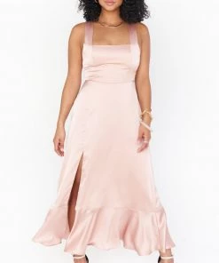 Show Me Your Mumu Claire Midi Dress ~ Rose Gold Luxe Satin New Mu