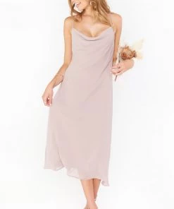 Show Me Your Mumu Verona Cowl Dress ~ Soft Beige Chiffon