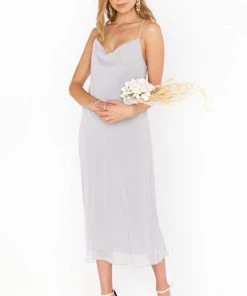 Show Me Your Mumu Verona Cowl Dress ~ Dove Grey Chiffon Dresses