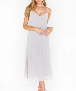 Show Me Your Mumu Verona Cowl Dress ~ Dove Grey Chiffon Dresses