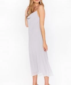 Show Me Your Mumu Verona Cowl Dress ~ Dove Grey Chiffon Dresses